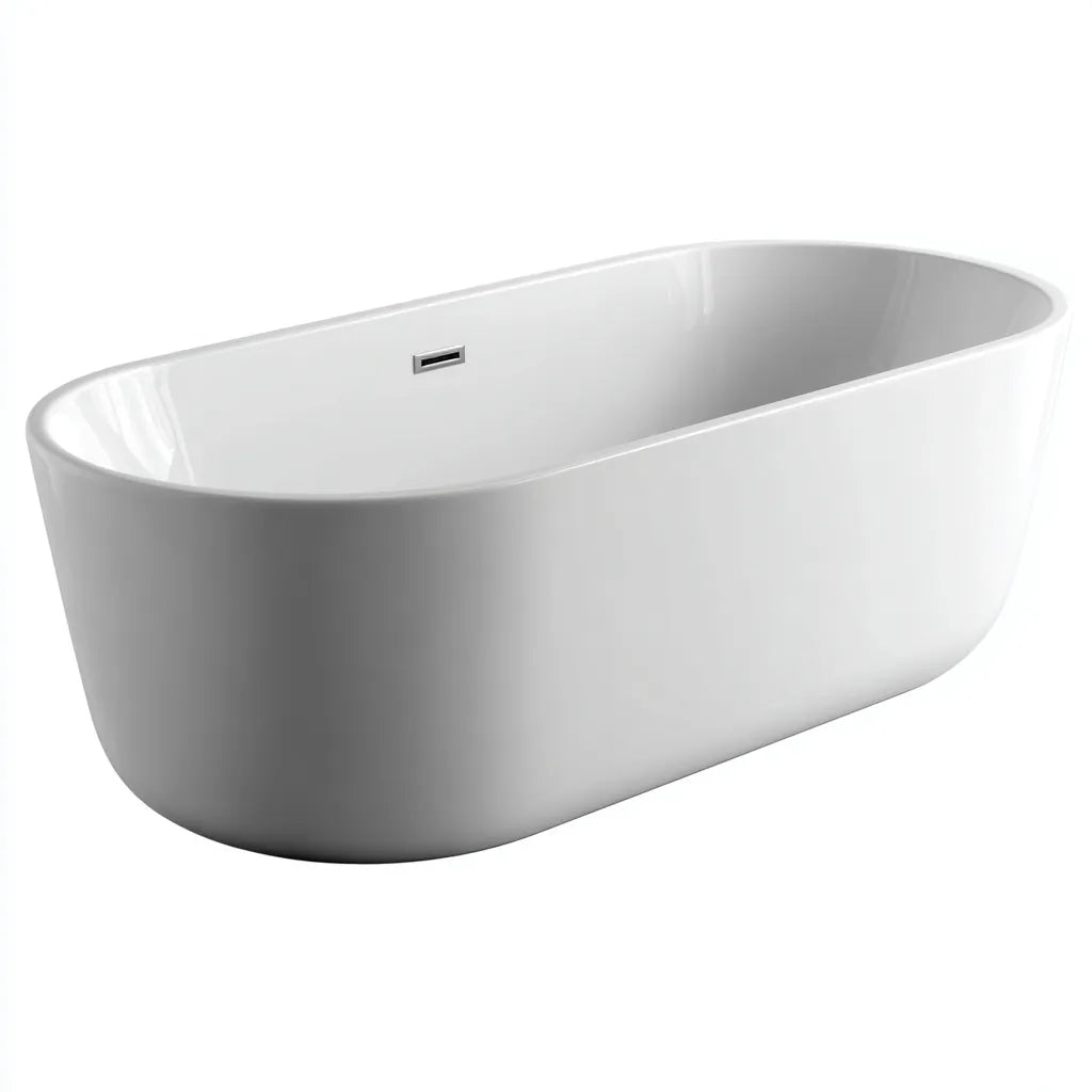 Vasca freestanding 170×78×60 cm in acrilico bianco - linea curva con bordo sottile per bagno