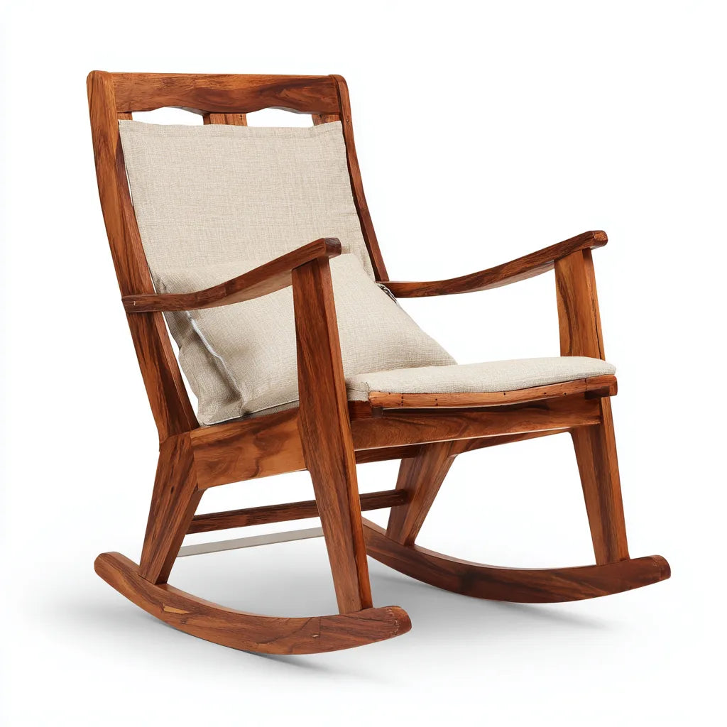Sedia a dondolo in legno 72×88×105 cm - beige e marrone - comfort naturale per soggiorno