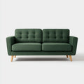 Divano 2 posti 178×84×86 cm - tessuto verde scuro e legno naturale - stile moderno con schienale capitonné