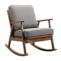 Sedia a dondolo 70×86×92 cm in tessuto grigio e legno marrone - stile retrò per soggiorno