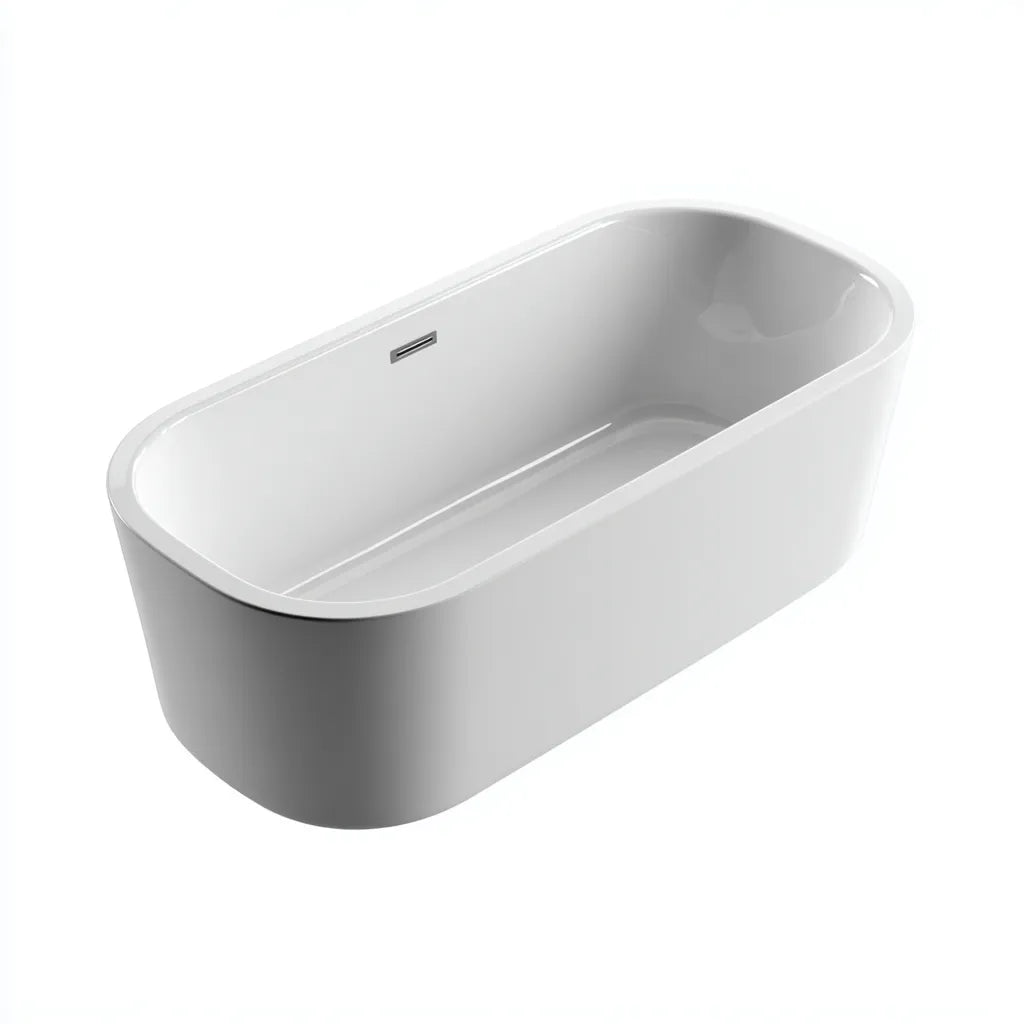 Vasca freestanding 170×80×58 cm - bianco - acrilico lucido con profilo rettangolare arrotondato