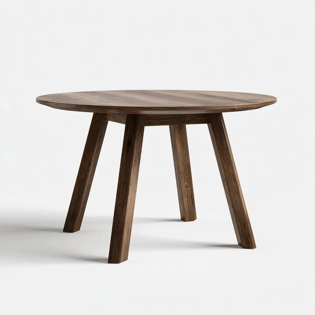 Tavolo da pranzo rotondo 110×110×75 cm con piano effetto marmo e struttura in legno - bianco e marrone - compatto