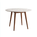 Tavolo da pranzo rotondo 110×110×75 cm - piano effetto marmo bianco e legno naturale - stile nordico