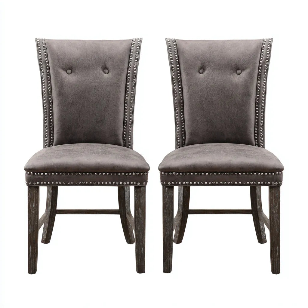 Set 2 sedie da pranzo in tessuto 54×58×96 cm - grigio marrone - schienale alto imbottito