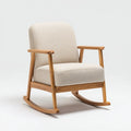 Sedia a dondolo 74×88×101 cm - legno chiaro e tessuto crema - seduta imbottita per Soggiorno