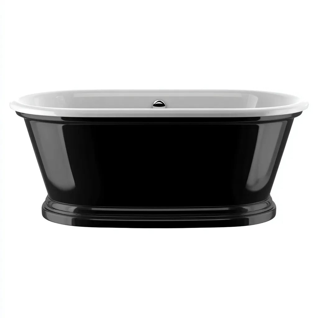 Vasca freestanding 170×80×61 cm - acrilico nero e bianco - profilo ovale per Bagno