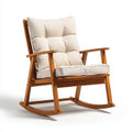 Sedia a dondolo 76×92×105 cm - legno marrone e tessuto crema - schienale trapuntato per Soggiorno