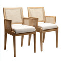 Set 2 sedie da pranzo in legno e rattan 58×61×88 cm - naturale e bianco - con braccioli