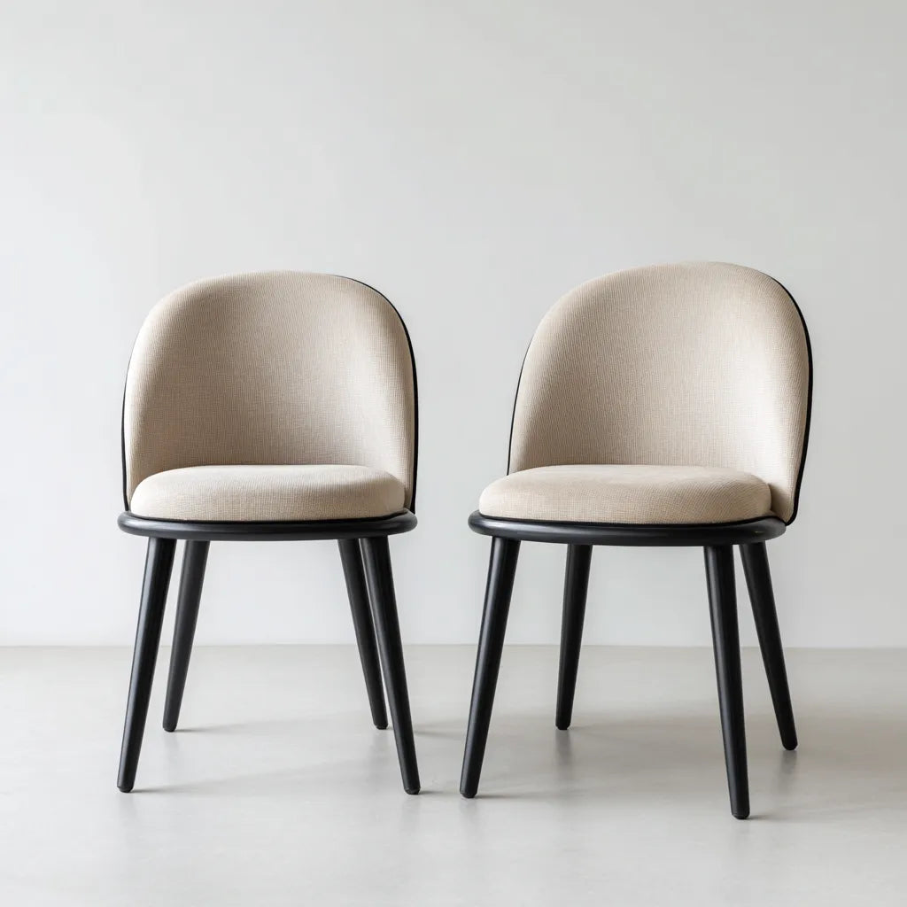 Set 2 sedie da pranzo 50×55×84 cm - beige e nero - schienale imbottito avvolgente moderno
