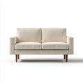 Divano 2 posti 176×86×84 cm - tessuto crema e legno marrone - design lineare rialzato