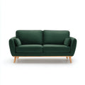 Divano 2 posti 176×88×84 cm - tessuto verde scuro e legno naturale - design morbido con braccioli avvolgenti