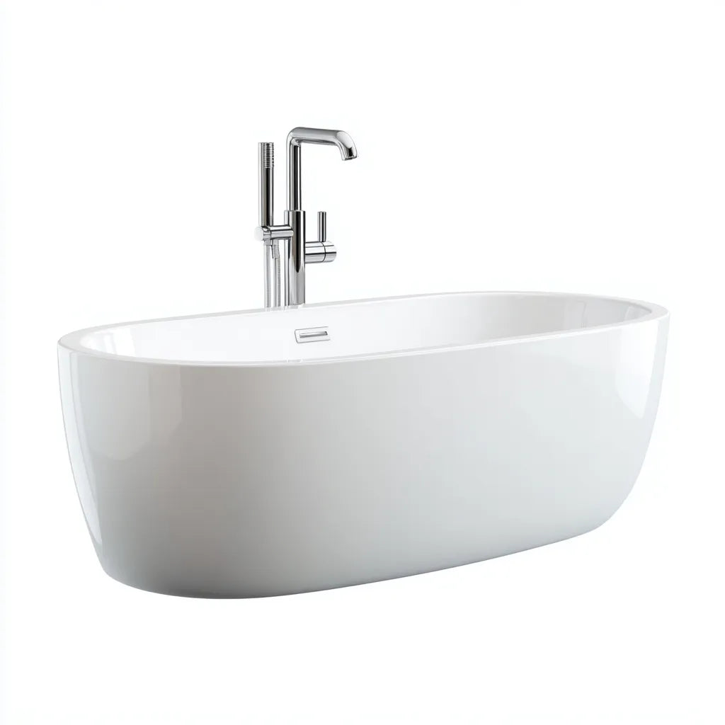 Vasca freestanding 165×78×60 cm - bianco - acrilico lucido con forma ovale contemporanea