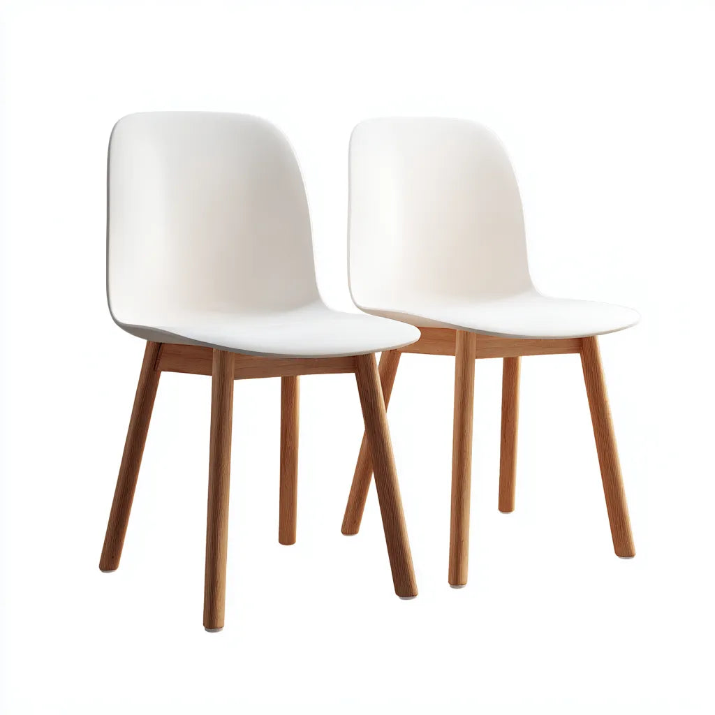 Set 2 sedie da pranzo in polipropilene e legno 51×55×83 cm - bianco naturale - design scandinavo