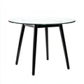 Tavolo da pranzo rotondo 105×105×74 cm - vetro trasparente e struttura nera - design moderno